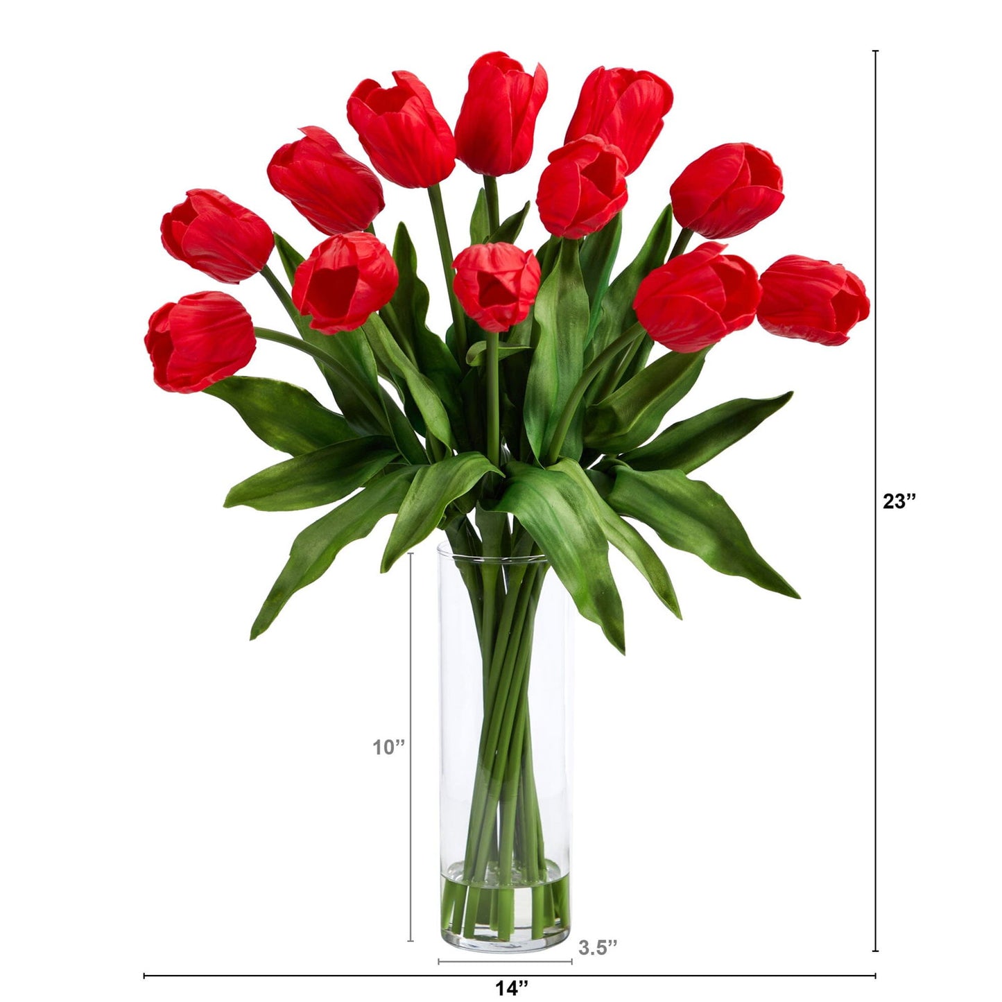 23” Artificial Tulip Arrangement with Cylinder Glass Vase - Rivour Home