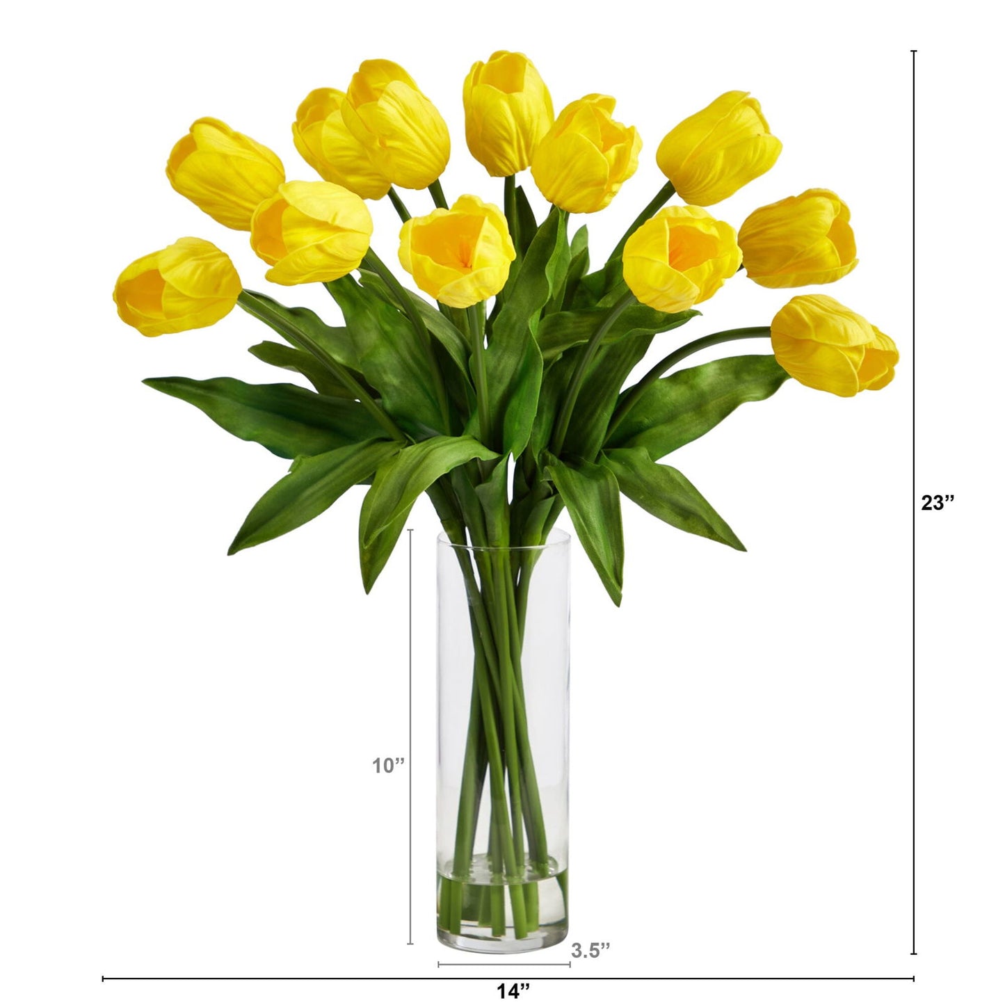 23” Artificial Tulip Arrangement with Cylinder Glass Vase - Rivour Home