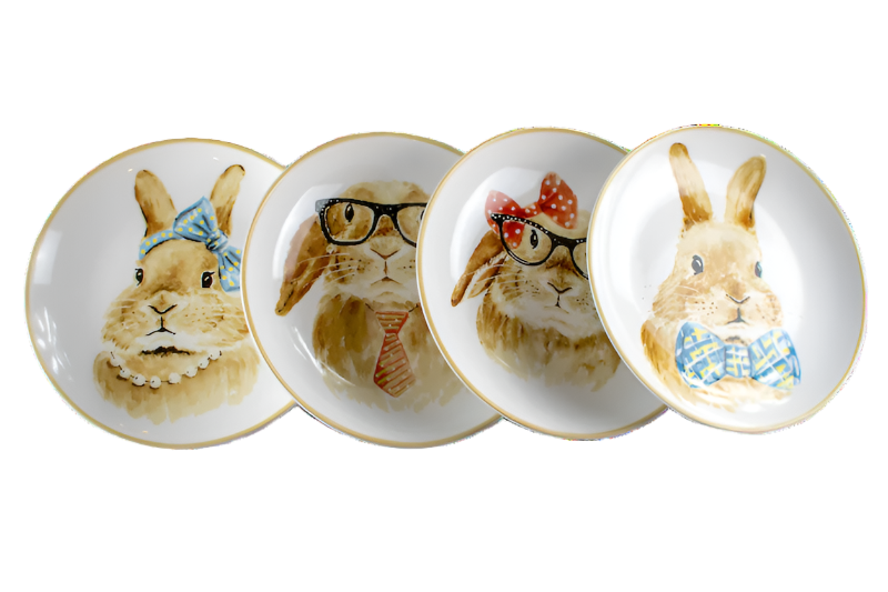 Pier 1 Easter Bunny Salad Plates, Set of 4