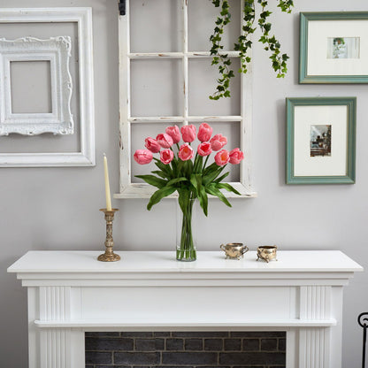 23” Artificial Tulip  Arrangement with Cylinder Glass Vase - Rivour Home