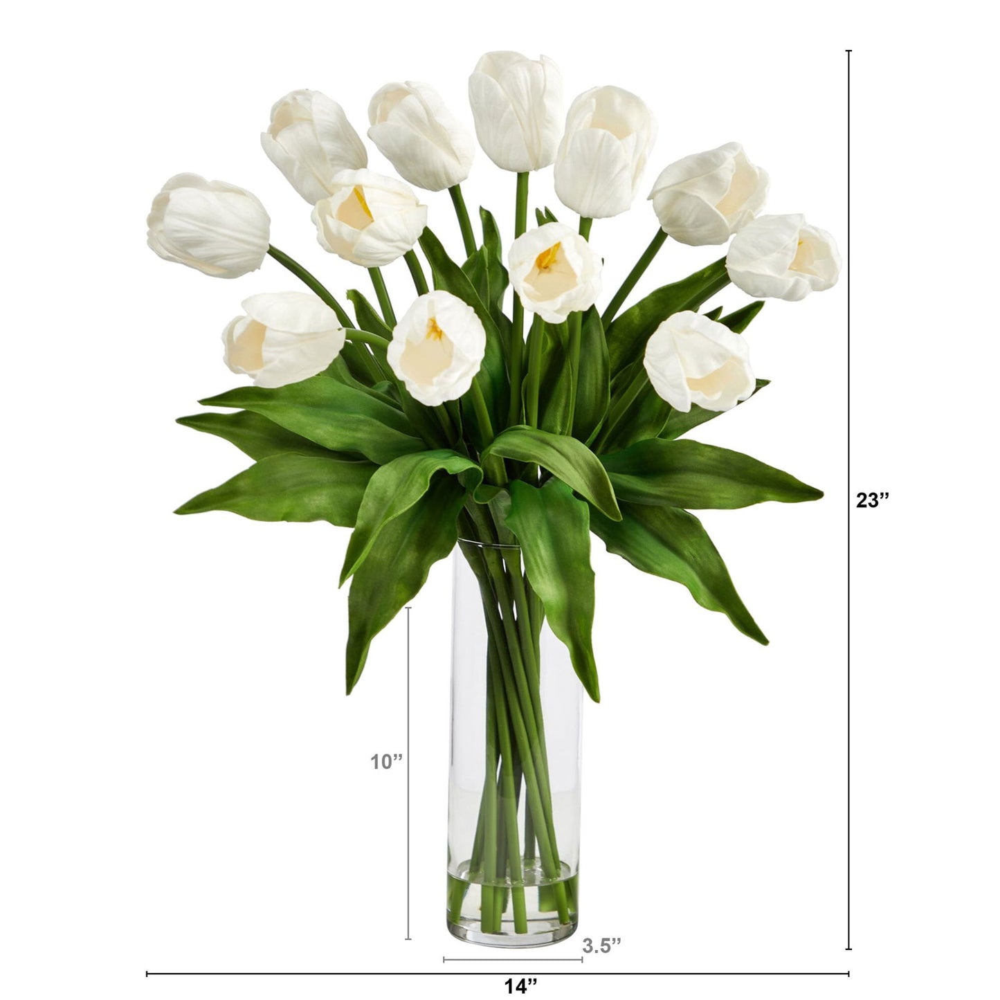 23” Artificial Tulip  Arrangement with Cylinder Glass Vase - Rivour Home
