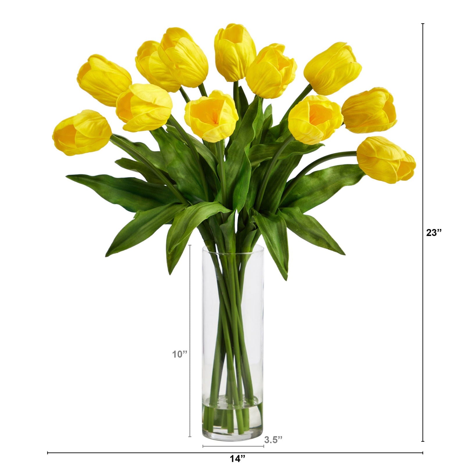 23” Artificial Tulip  Arrangement with Cylinder Glass Vase - Rivour Home