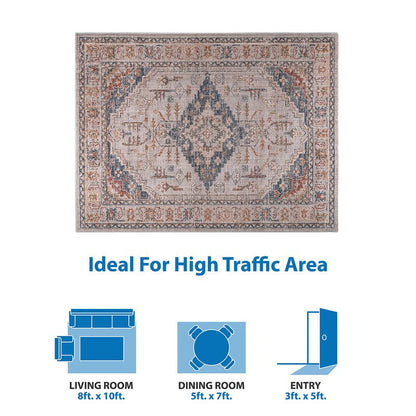 Jasmine Vintage Medallion Woven Area Rug