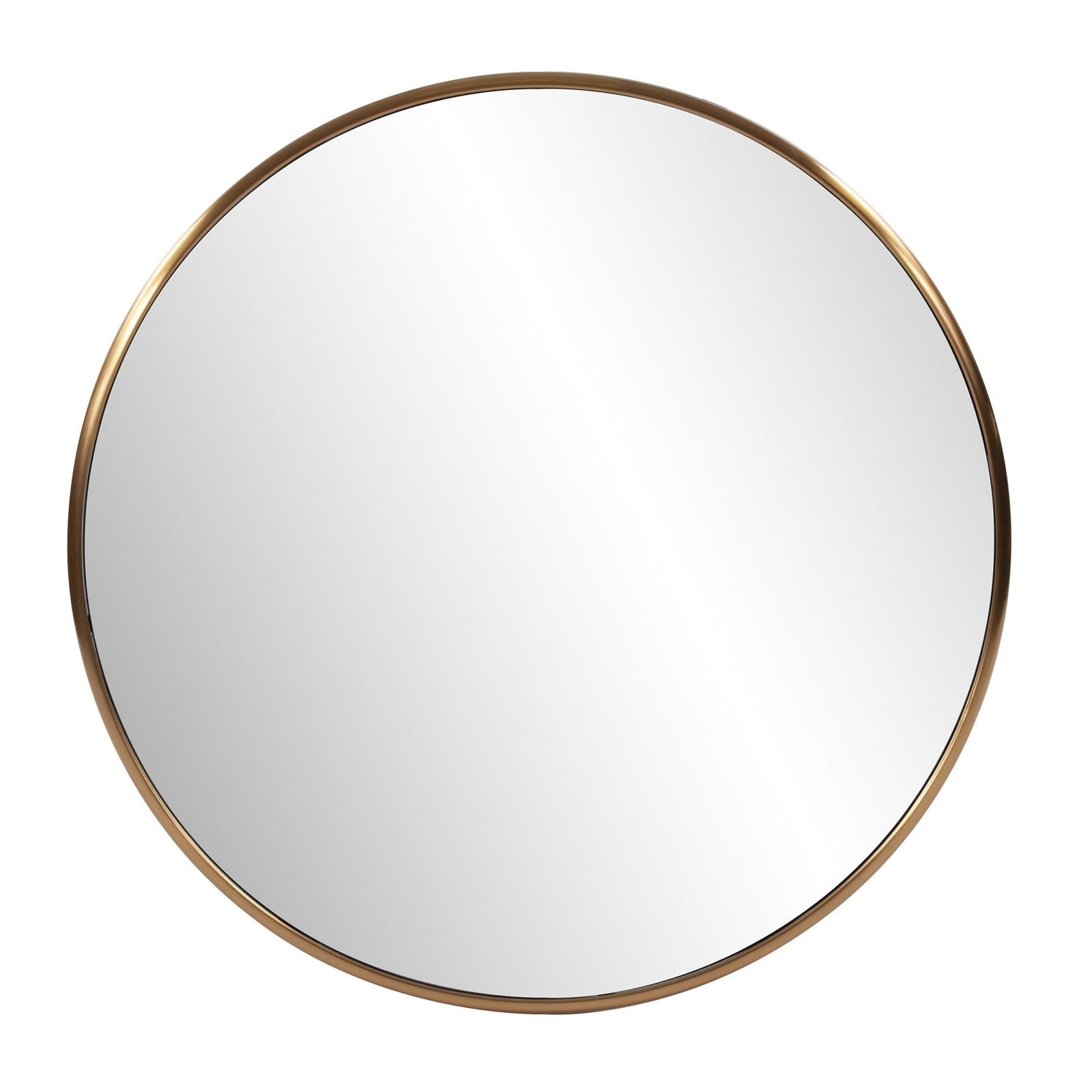 32" Antiqued Brushed Brass Round Wall Mirror - Rivour Home