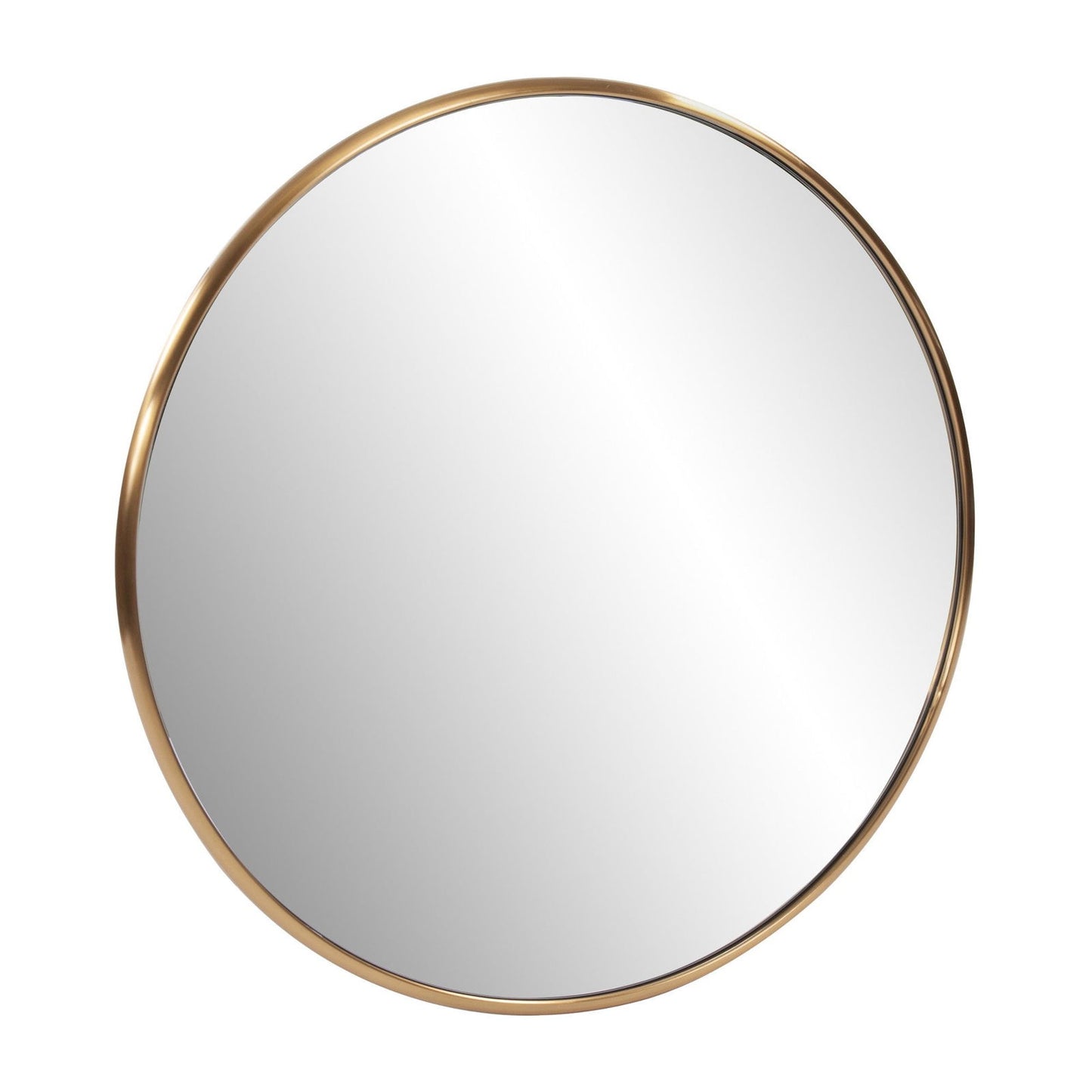 32" Antiqued Brushed Brass Round Wall Mirror - Rivour Home