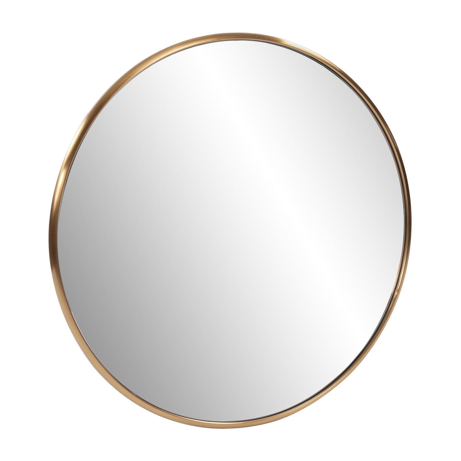 32" Antiqued Brushed Brass Round Wall Mirror - Rivour Home