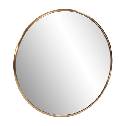 32" Antiqued Brushed Brass Round Wall Mirror - Rivour Home