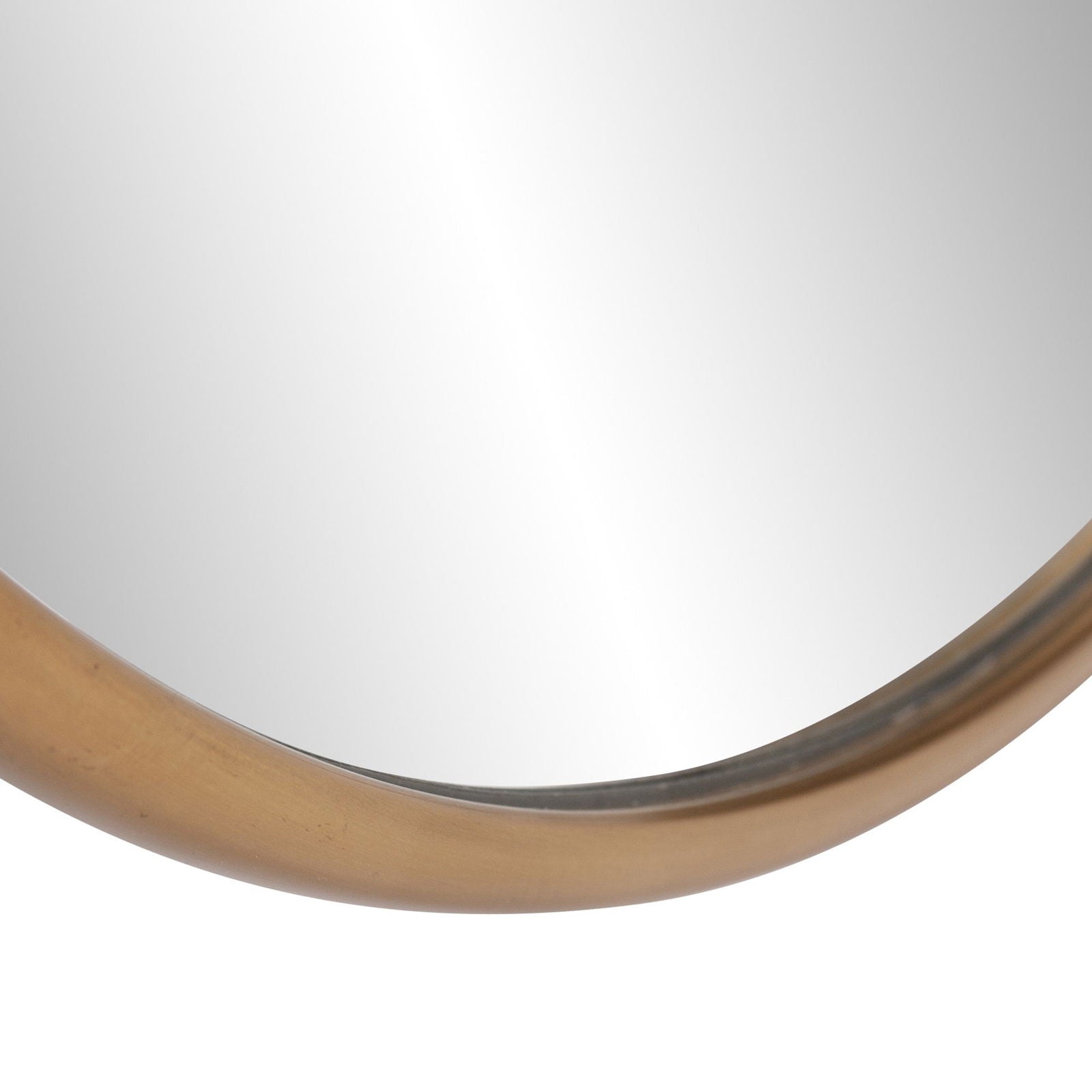 32" Antiqued Brushed Brass Round Wall Mirror - Rivour Home
