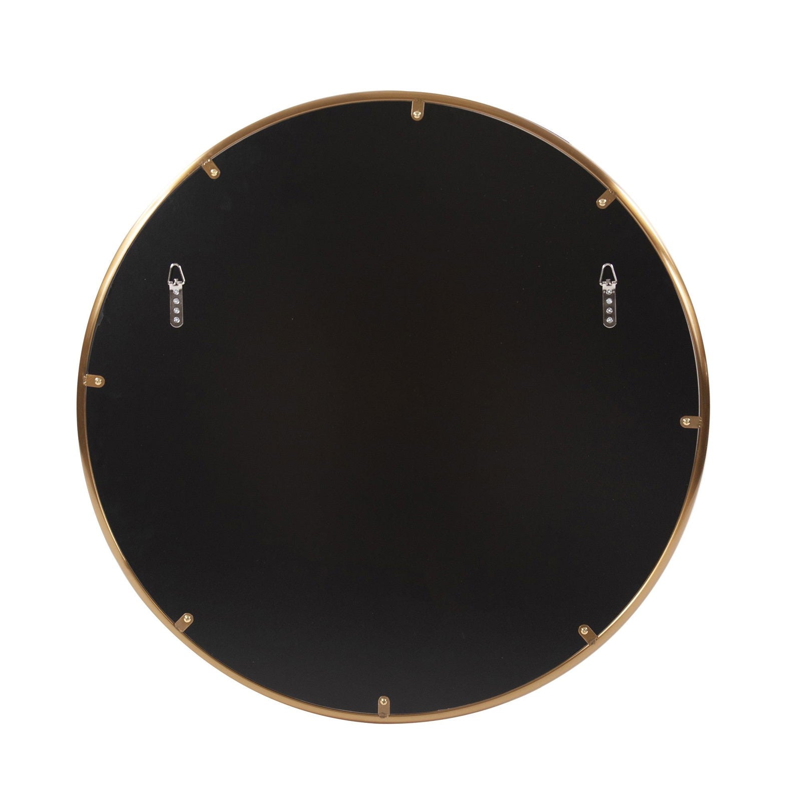 32" Antiqued Brushed Brass Round Wall Mirror - Rivour Home