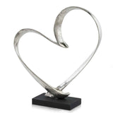 16" Silver And Black Heart Sculpture