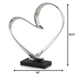 16" Silver And Black Heart Sculpture