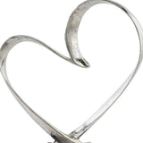 16" Silver And Black Heart Sculpture