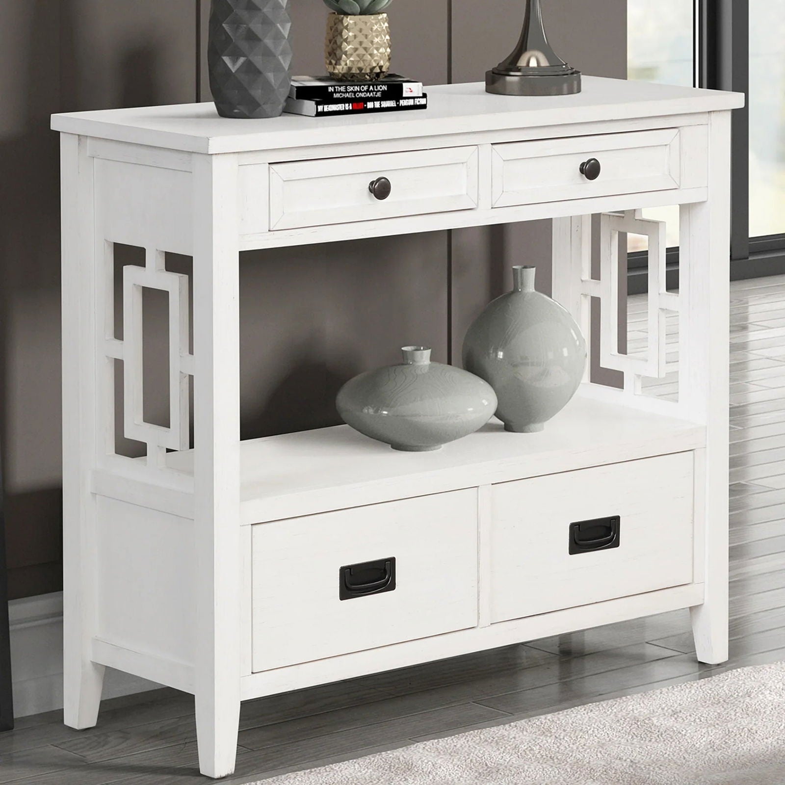 36'' Farmhouse Pine Wood Console Table - Rivour Home