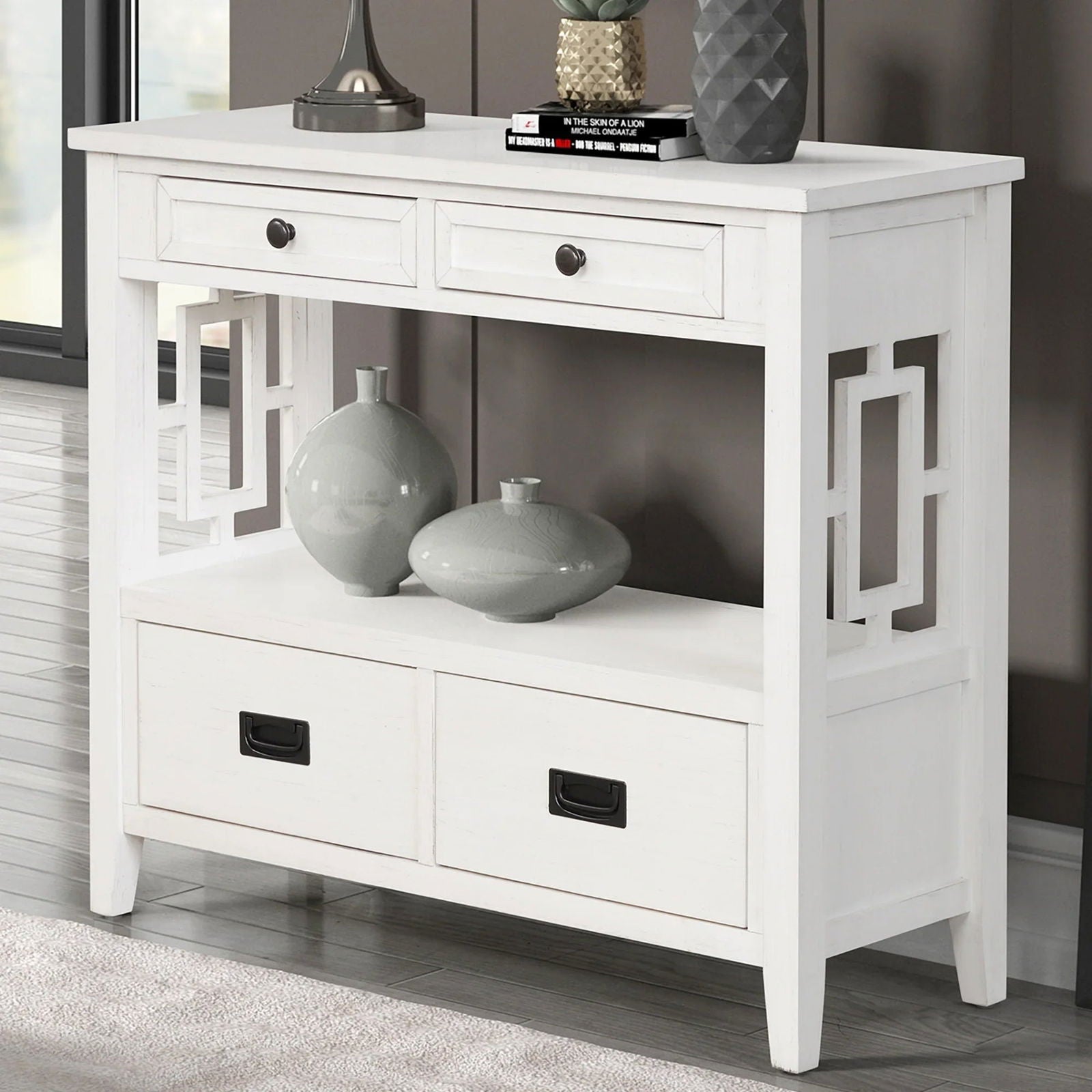 36'' Farmhouse Pine Wood Console Table - Rivour Home