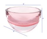 6" Pink Mouth Blown Crystal Thick Walled Bowl