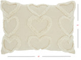 14" X 20" Off White Cotton Heart Pillow