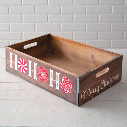 Ho Ho Ho Holiday Wood Crate