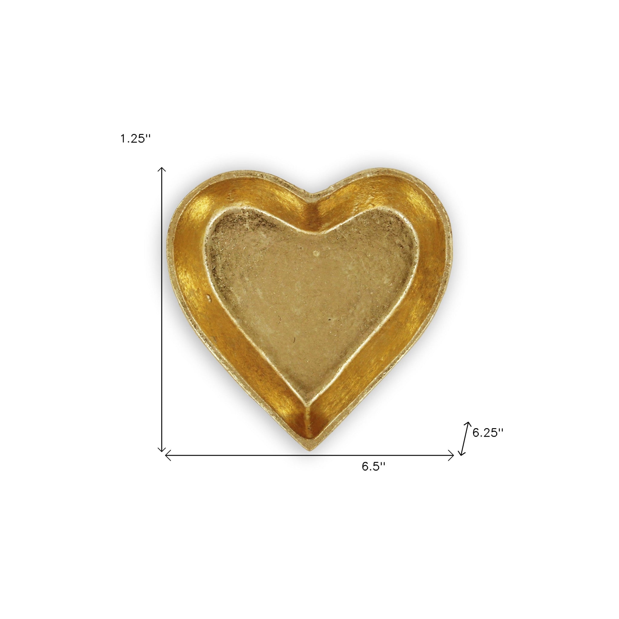 7" Gold Heart Cast Iron Handmade Vanity Tray