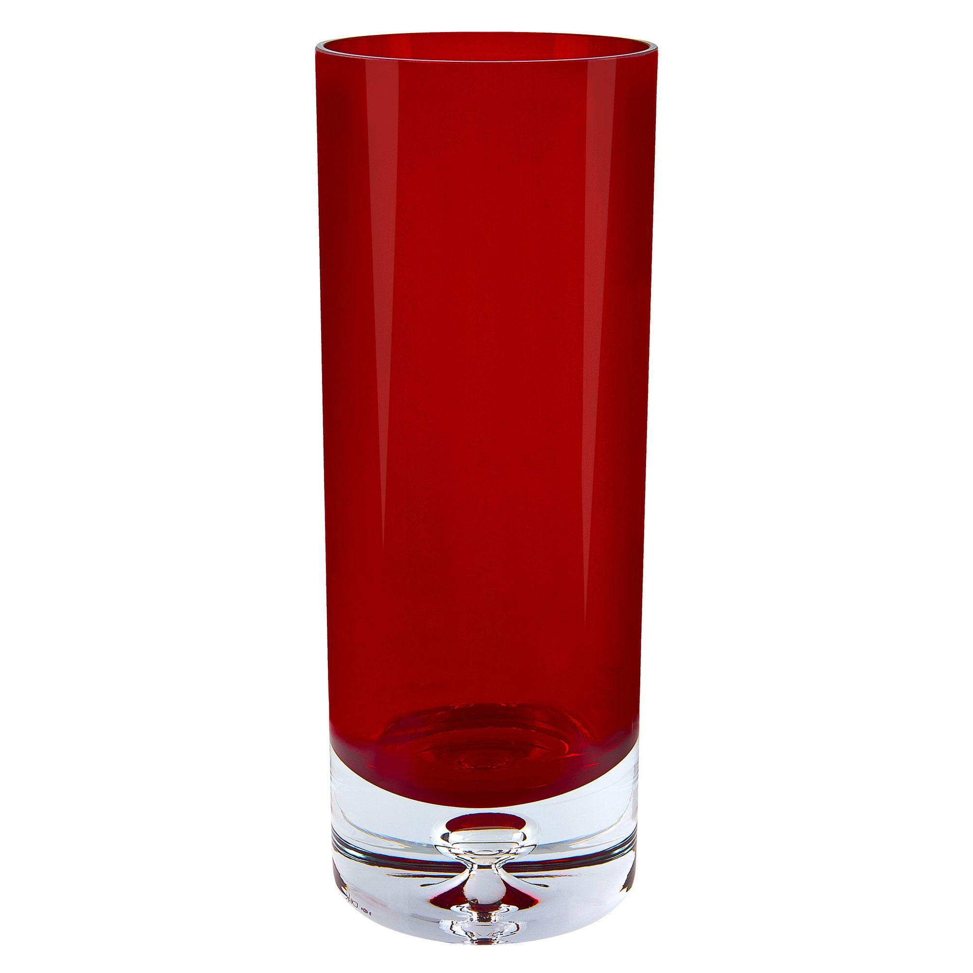 11" Red Crystal Glass Cylinder Table Vase