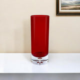 11" Red Crystal Glass Cylinder Table Vase