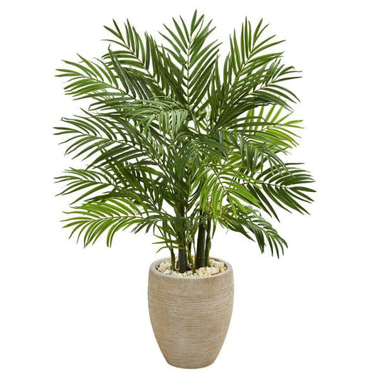 4’ Areca Palm Artificial Tree in Sand Colored Planter - Rivour Home