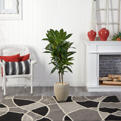 4' Artificial Dracaena Plant in Sand Colored Planter (Real Touch) - Rivour Home