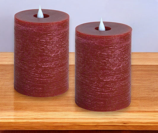 Set of Two Red Flameless Designer Candle