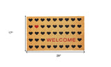 17" X 29" Natural and Black Coir Heart Welcome Door Mat