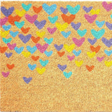 17" X 29" Natural Blue and Yellow Coir Heart Door Mat