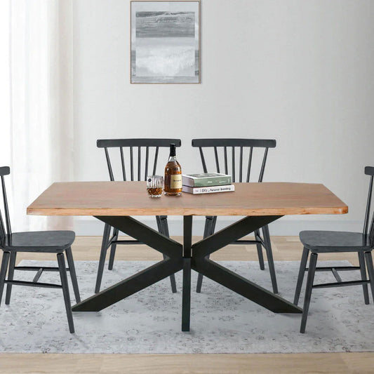 79 Inch Rectangular Live Edge Top Mango Wood Dining Table - Rivour Home