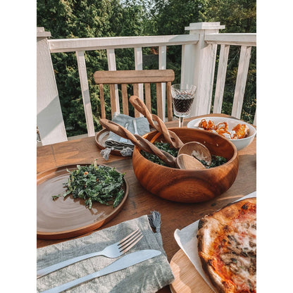 Acacia Wood Calabash Serving Bowl 10" - Rivour Home