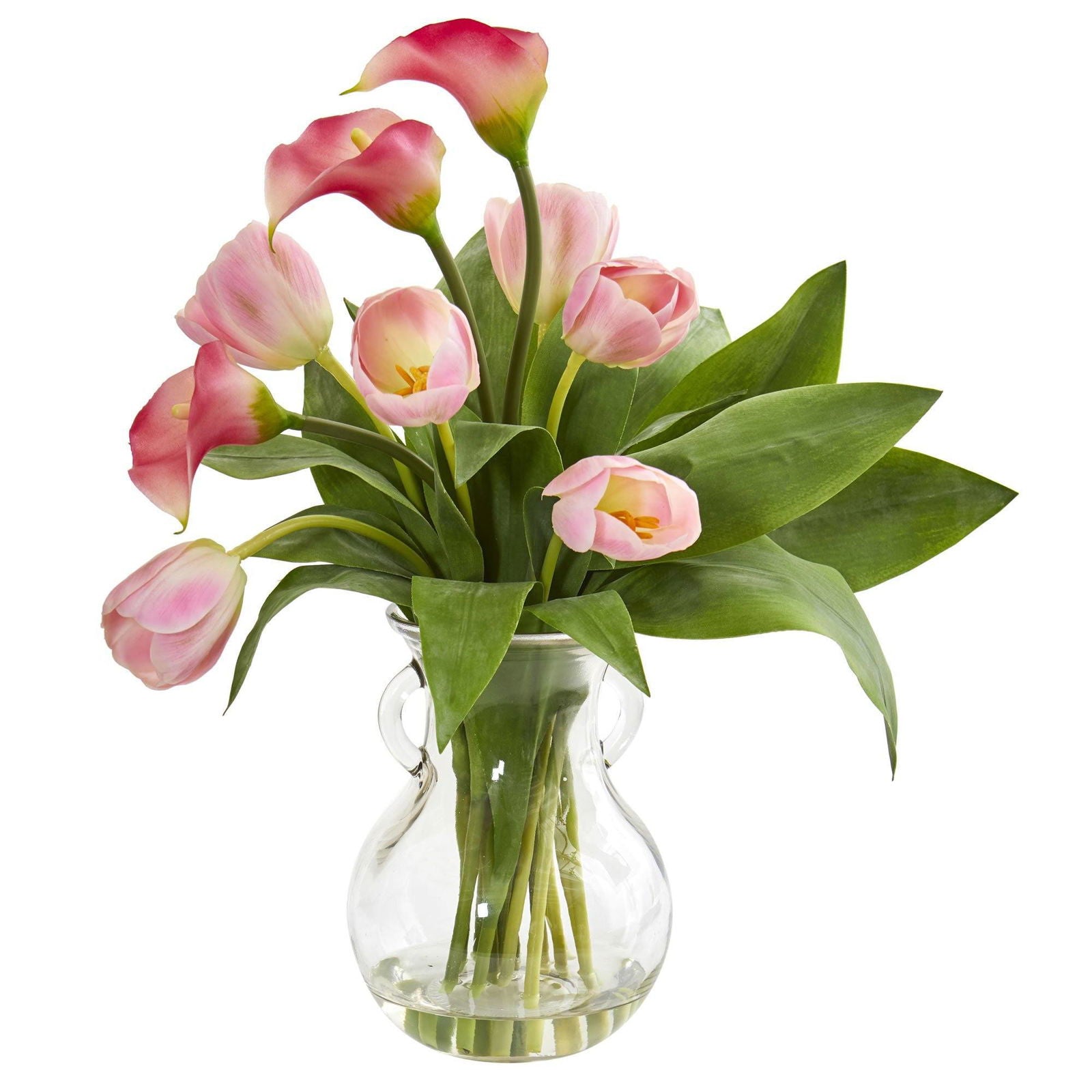 Calla Lily & Tulips Artificial Arrangement in Decorative Vase - Rivour Home