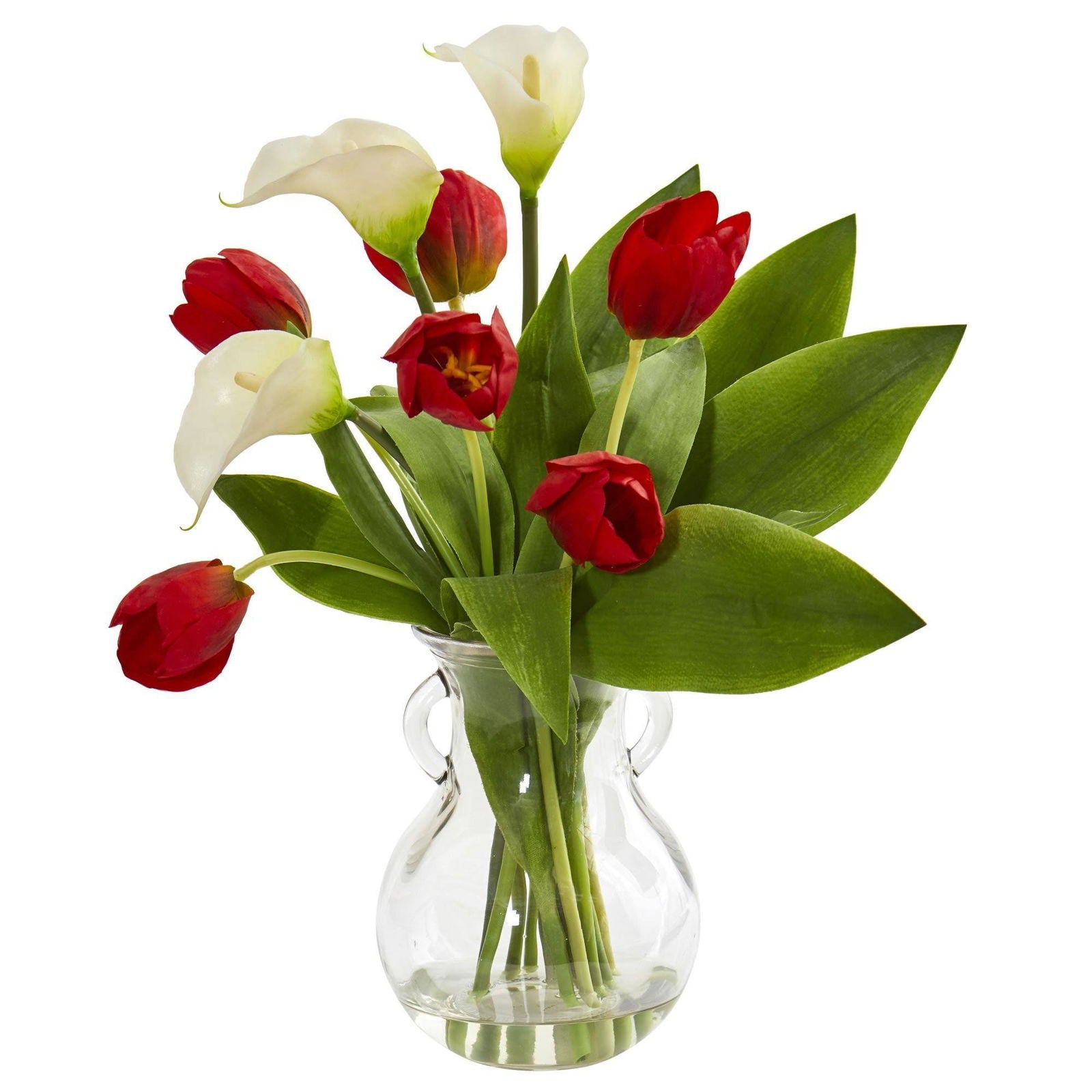 Calla Lily & Tulips Artificial Arrangement in Decorative Vase - Rivour Home