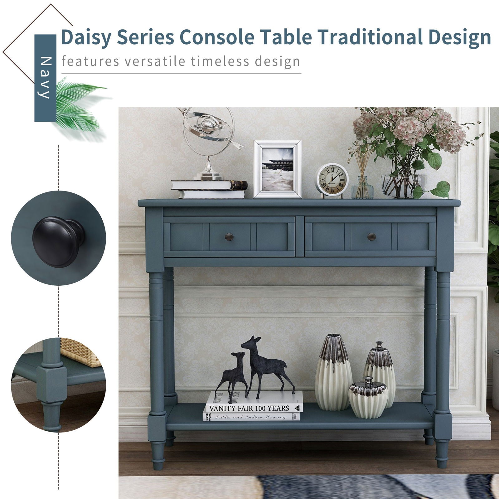 Cozy Console Table - Navy - Rivour Home