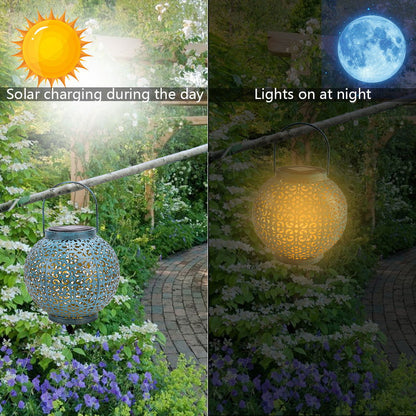 Elegant Outdoor Solar-Powered Retro Iron Lantern - Rivour Home