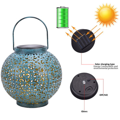 Elegant Outdoor Solar-Powered Retro Iron Lantern - Rivour Home