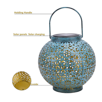 Elegant Outdoor Solar-Powered Retro Iron Lantern - Rivour Home