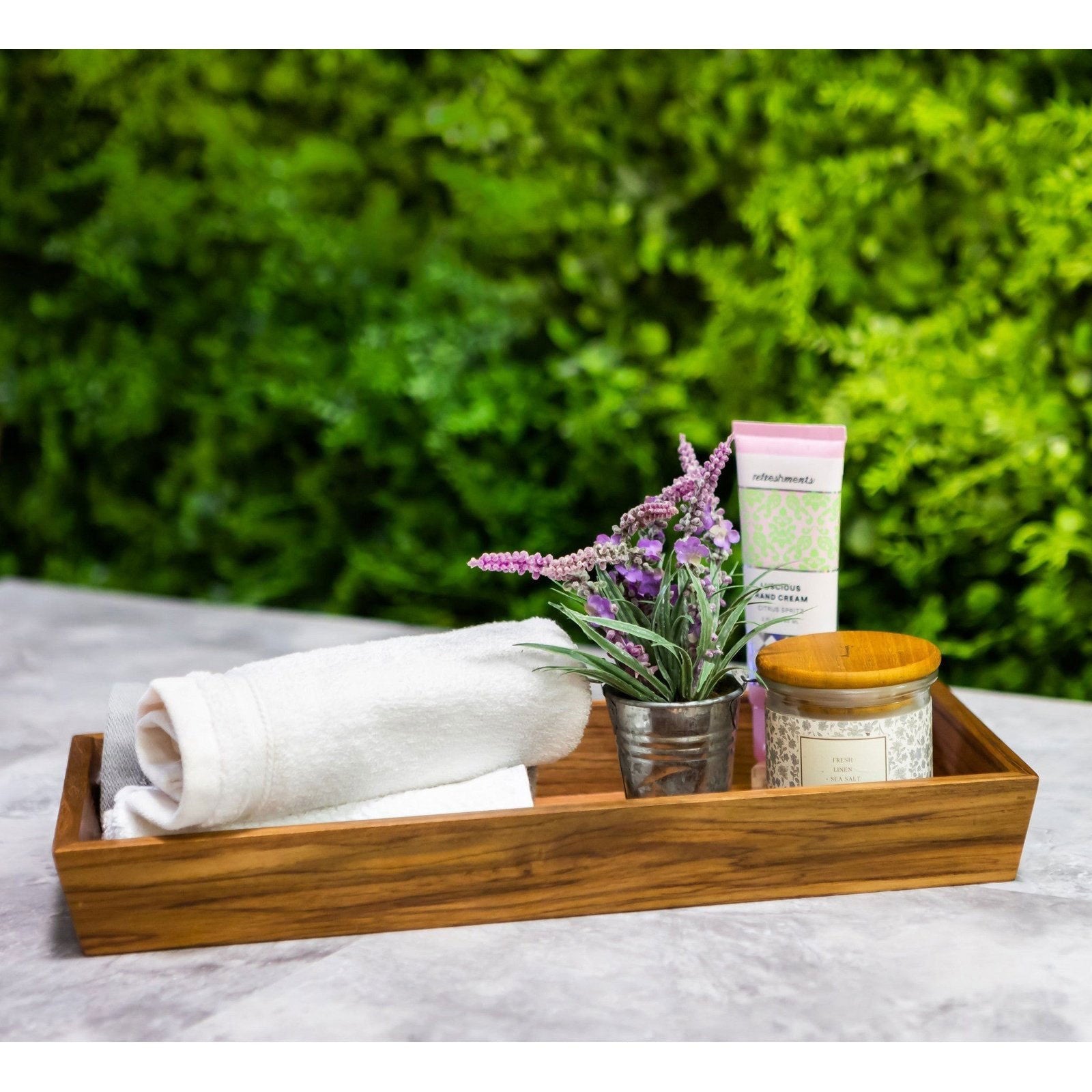 Elegant Solid Teak Wood Vanity Organizer Tray - Rivour Home