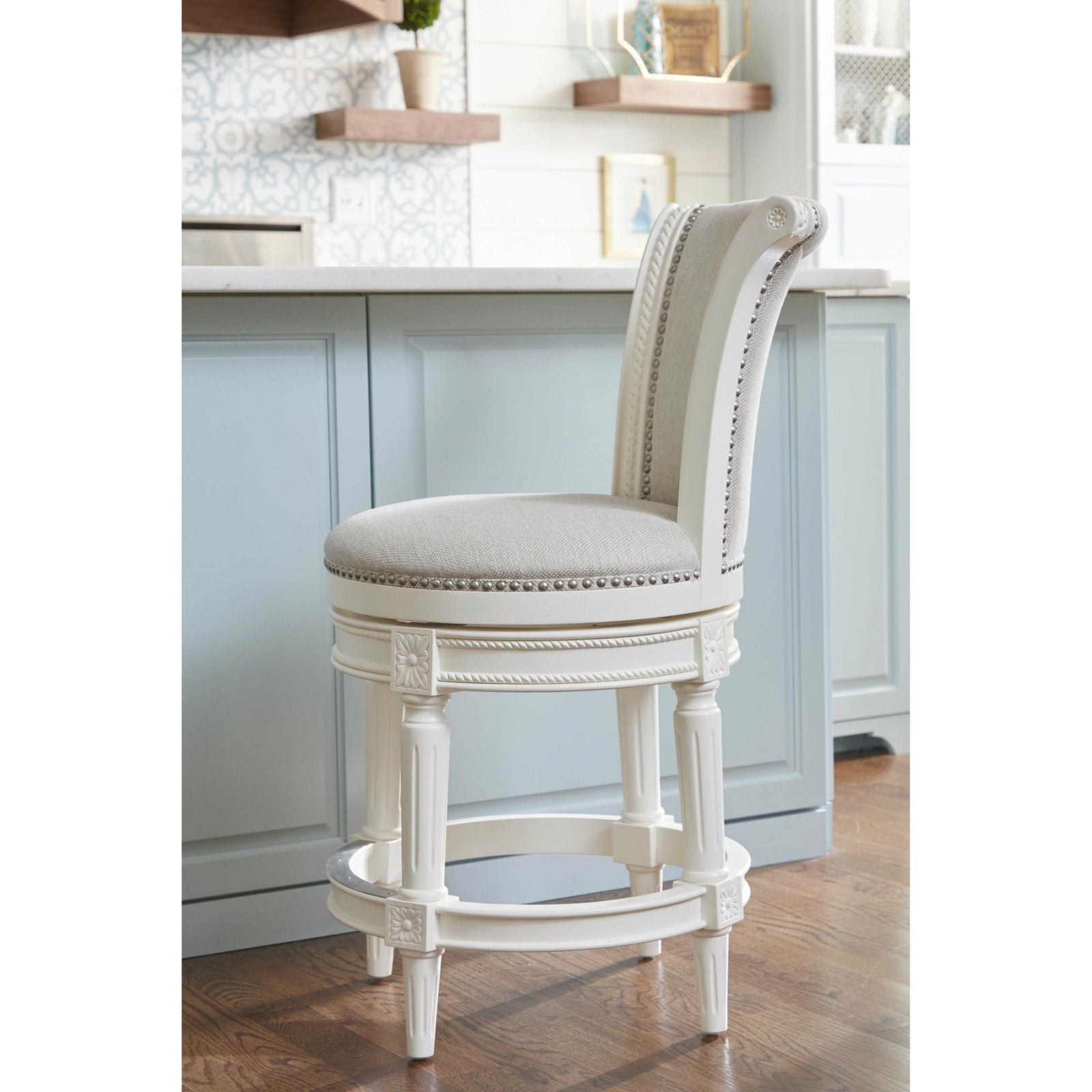 Ellie Modern Farmhouse White Counter Height Bar Stool - Rivour Home