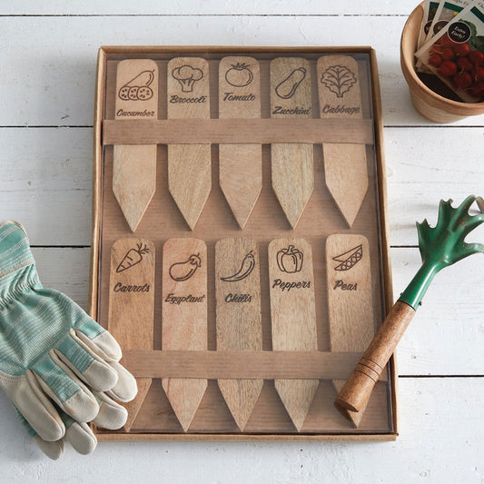 Garden Delights: Wooden Vegetable Markers Ensemble - Rivour Home