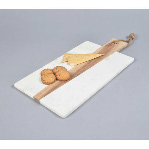 Hand Cut Marble & Acacia Wood Cheese Board - Rivour Home
