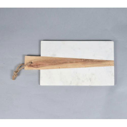 Hand Cut Marble & Acacia Wood Cheese Board - Rivour Home