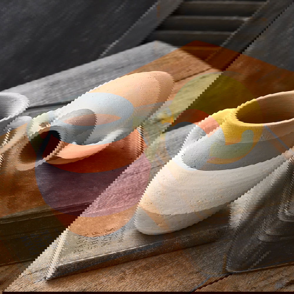 Handcrafted Color-Blocked Terra Cotta Vase Duo - Rivour Home