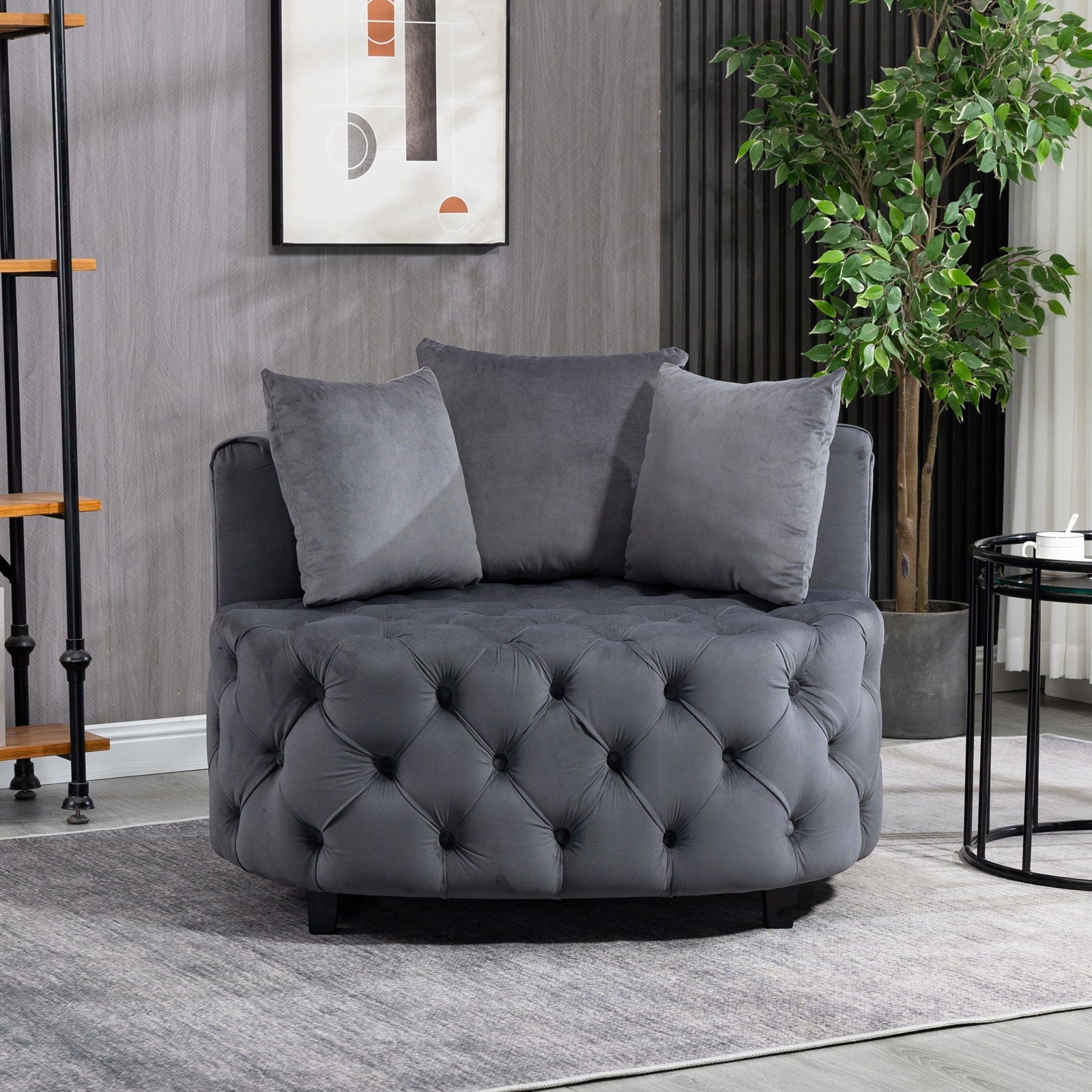Matthias Plush Velvet Barrel Chair with Solid Wood Legs - Available in 3 Colors - Rivour Home