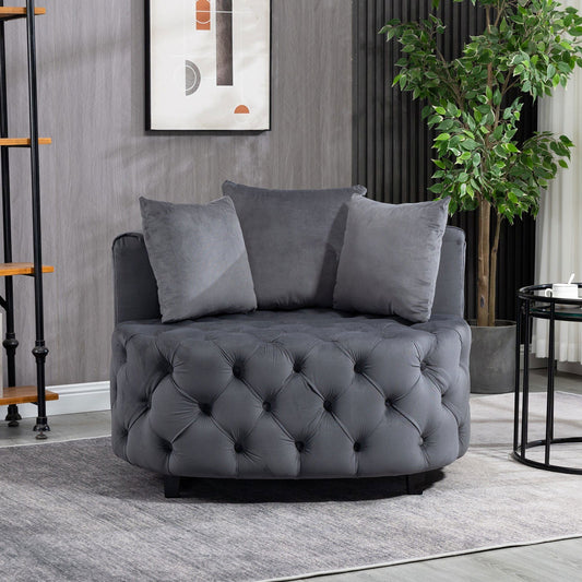 Matthias Plush Velvet Barrel Chair with Solid Wood Legs - Available in 3 Colors - Rivour Home