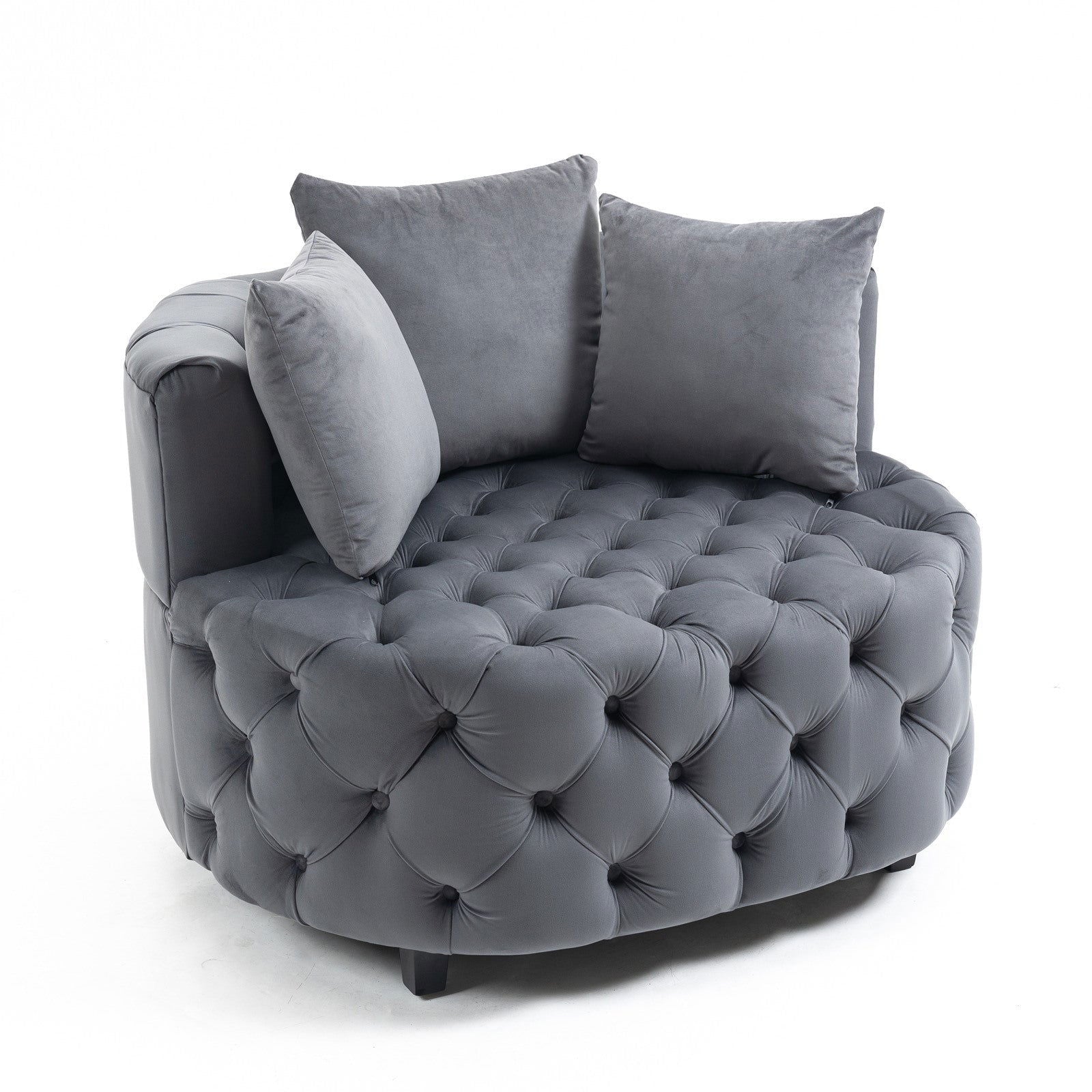 Matthias Plush Velvet Barrel Chair with Solid Wood Legs - Available in 3 Colors - Rivour Home