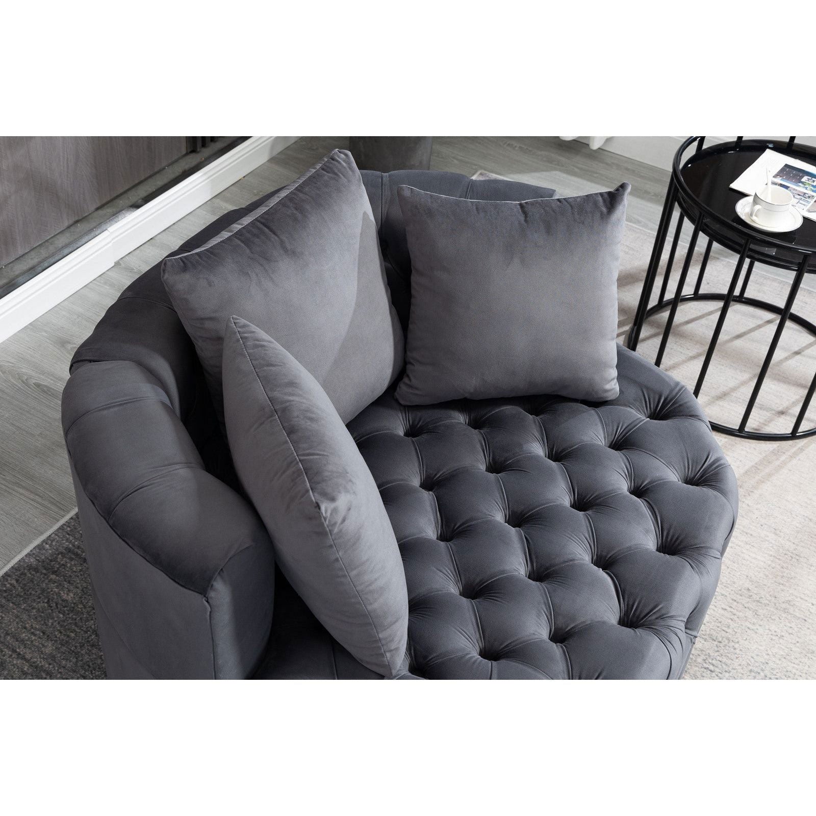 Matthias Plush Velvet Barrel Chair with Solid Wood Legs - Available in 3 Colors - Rivour Home