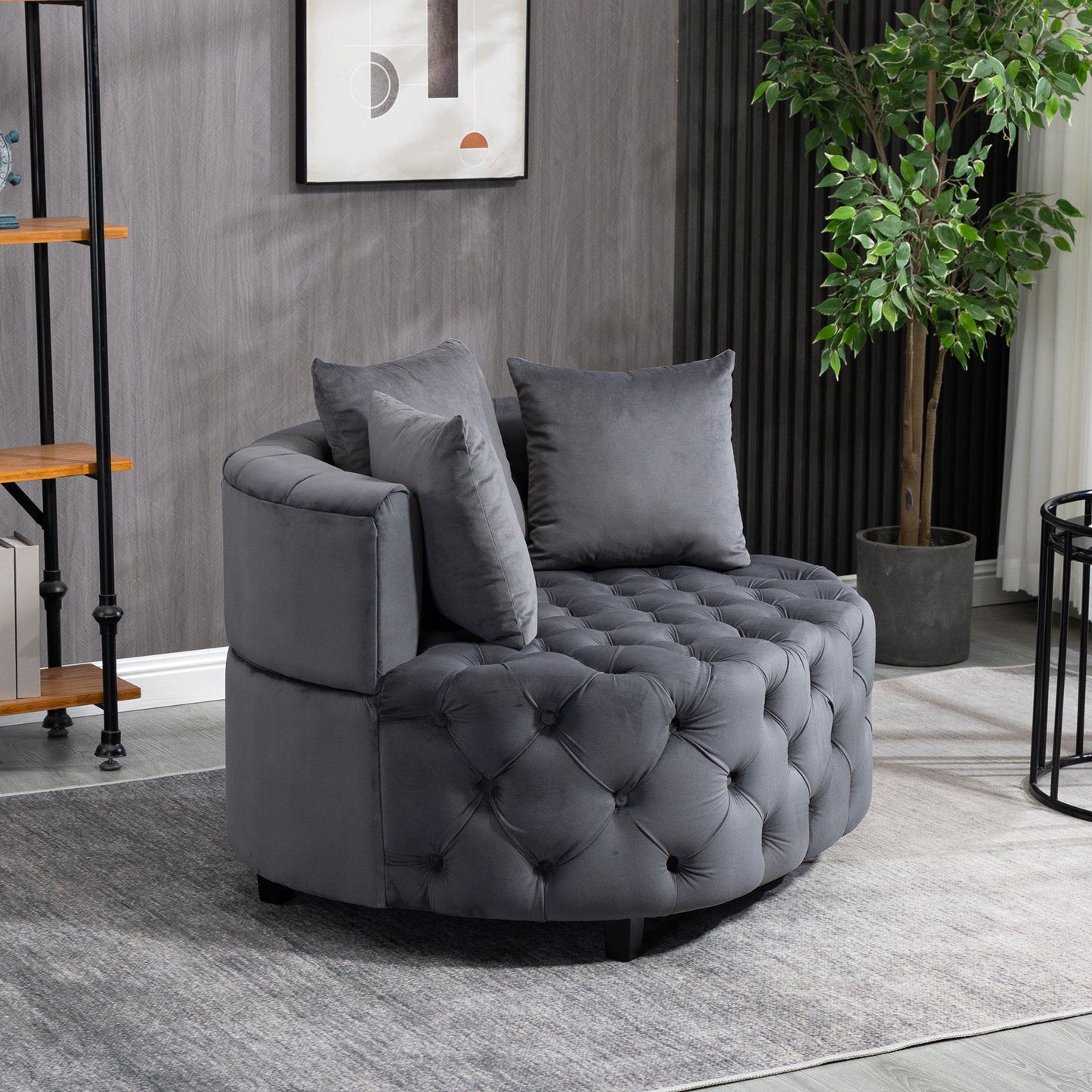 Matthias Plush Velvet Barrel Chair with Solid Wood Legs - Available in 3 Colors - Rivour Home