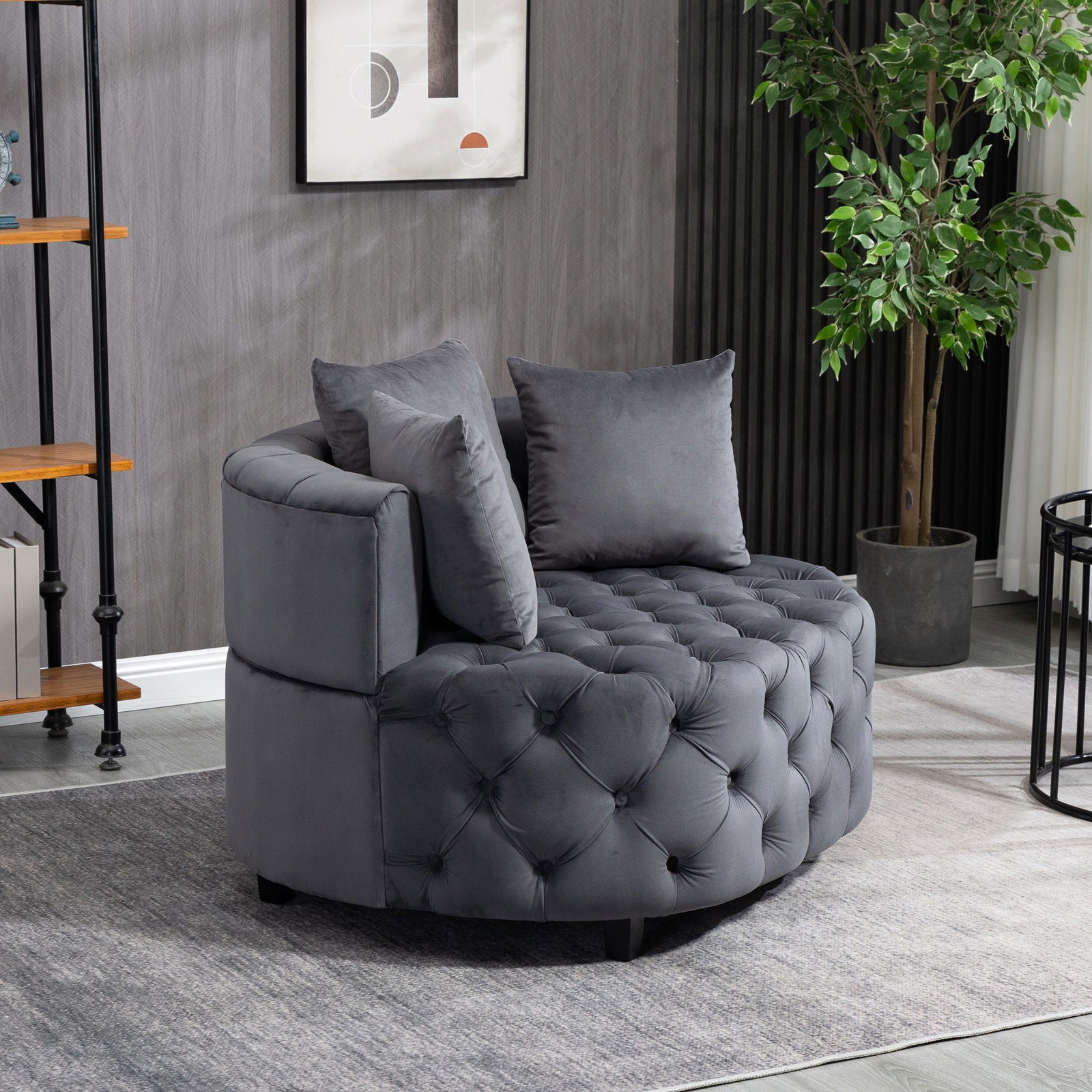 Matthias Plush Velvet Barrel Chair with Solid Wood Legs - Available in 3 Colors - Rivour Home
