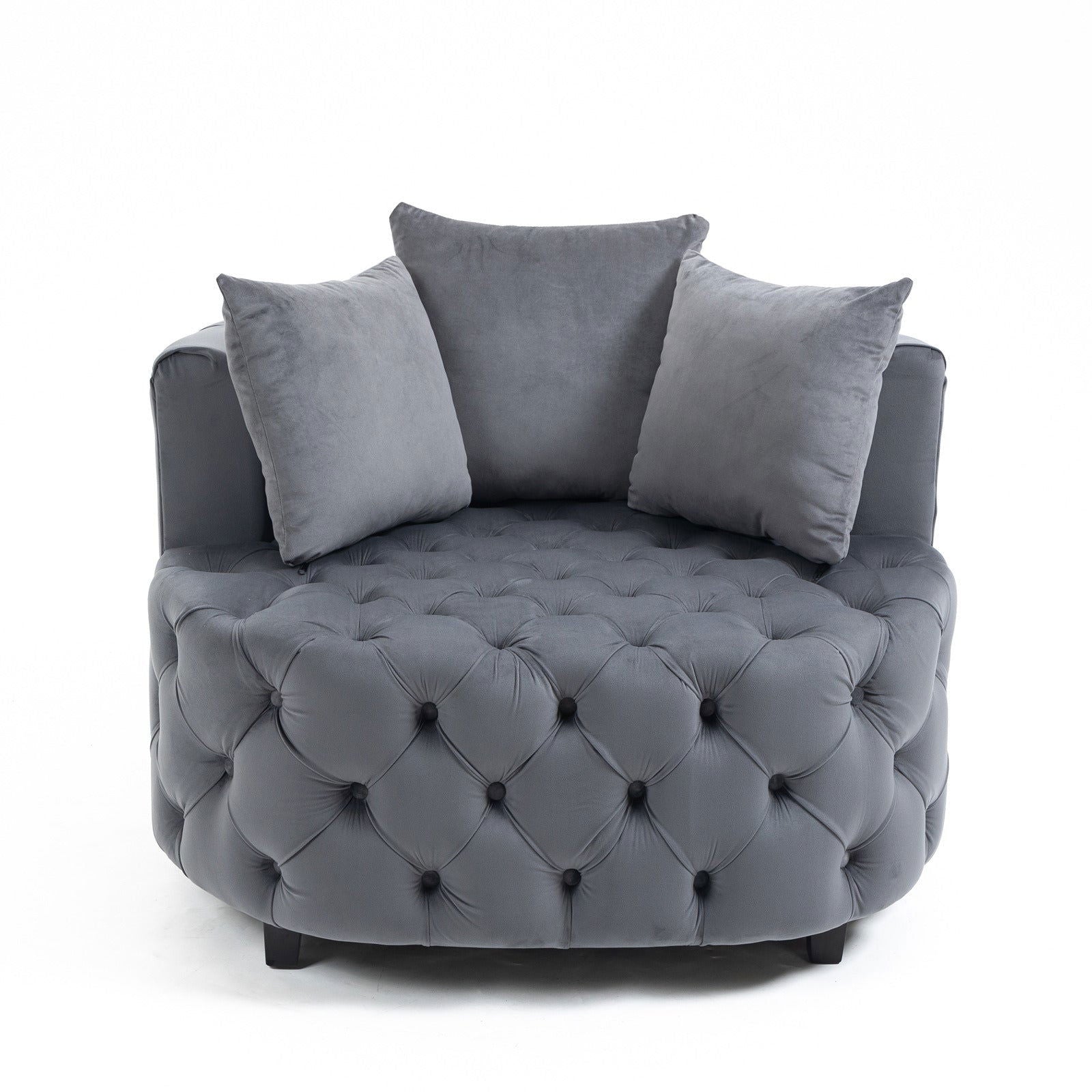 Matthias Plush Velvet Barrel Chair with Solid Wood Legs - Available in 3 Colors - Rivour Home